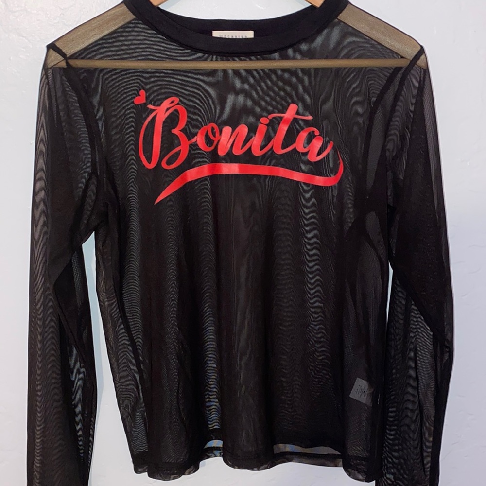 Black Mesh “Bonita” Long Sleeve